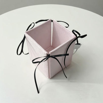 Anna-Kaci Foldable Pencil Holder with Ribbon Tie Corners and Multi-Section Design 3x4in