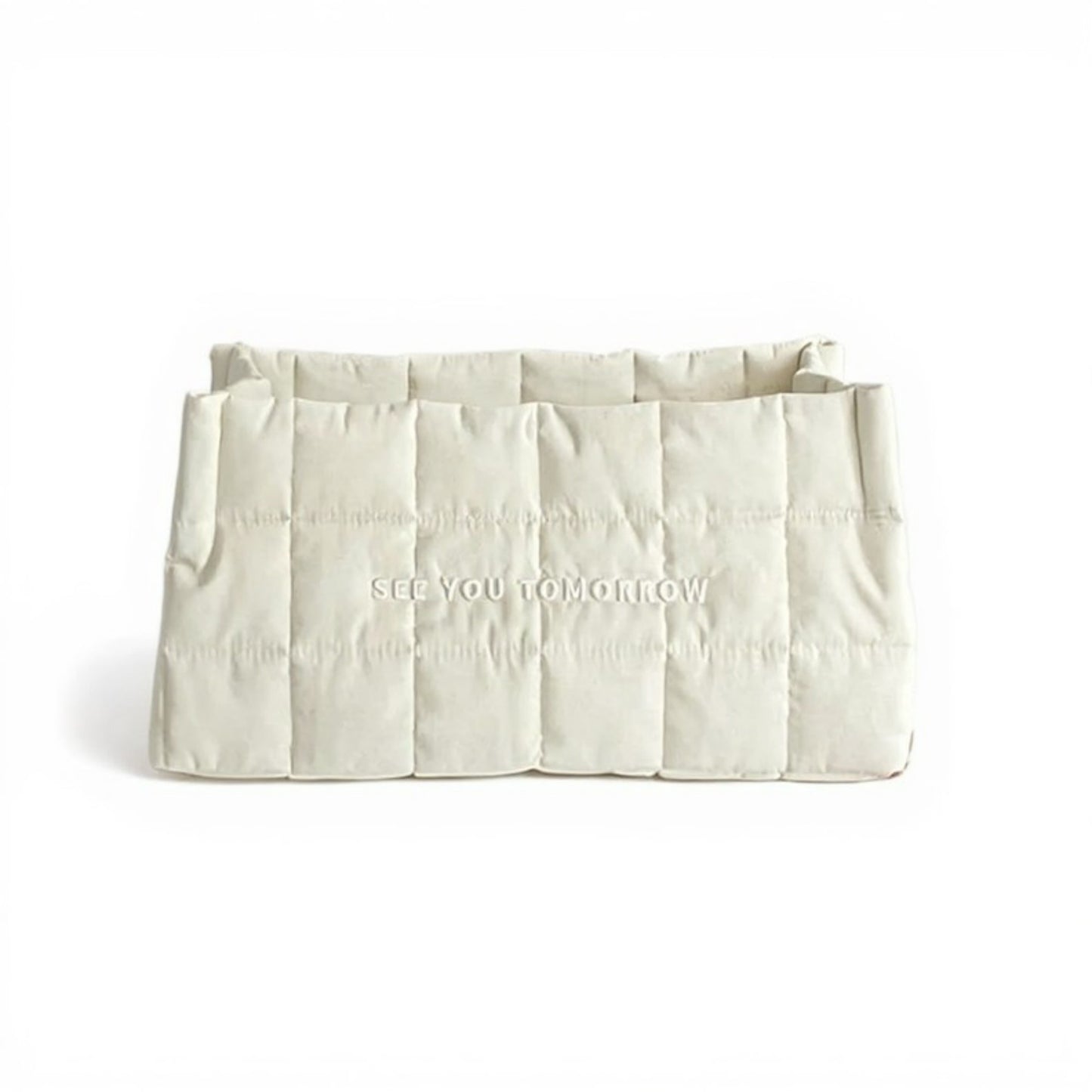 Anna-Kaci Quilted Storage Basket with Embroidered Text and Soft Padded Sides 12x6x5.5in