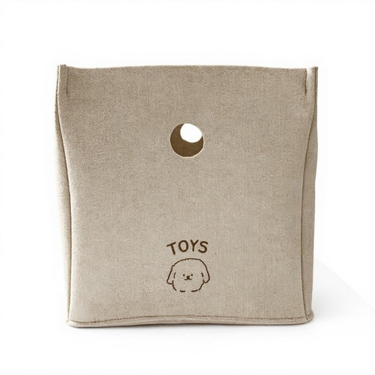 Anna-Kaci Felt Storage Box with Circular Handle Cutout and Book Label Design 11.5x11.5x11.5in