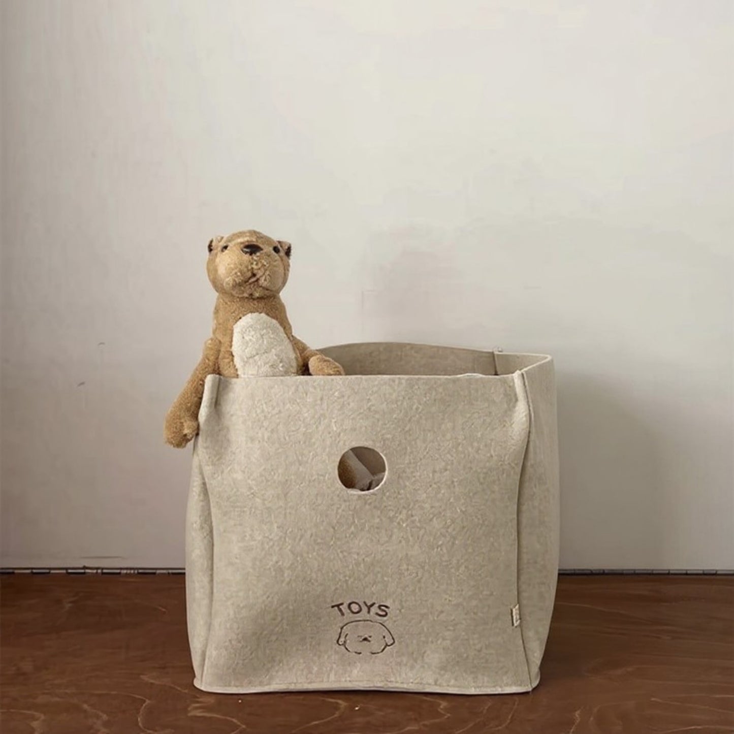 Anna-Kaci Felt Storage Box with Circular Handle Cutout and Book Label Design 11.5x11.5x11.5in