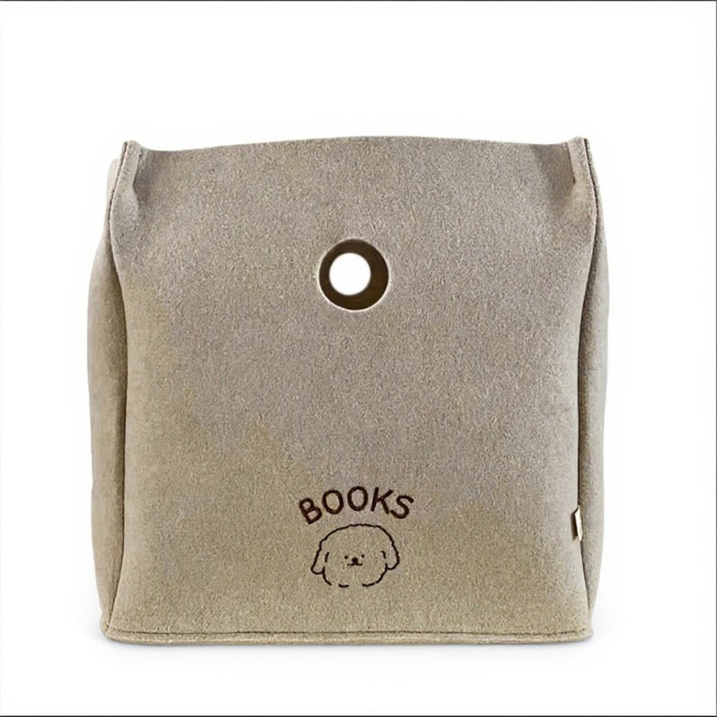 Anna-Kaci Felt Storage Box with Circular Handle Cutout and Book Label Design 11.5x11.5x11.5in