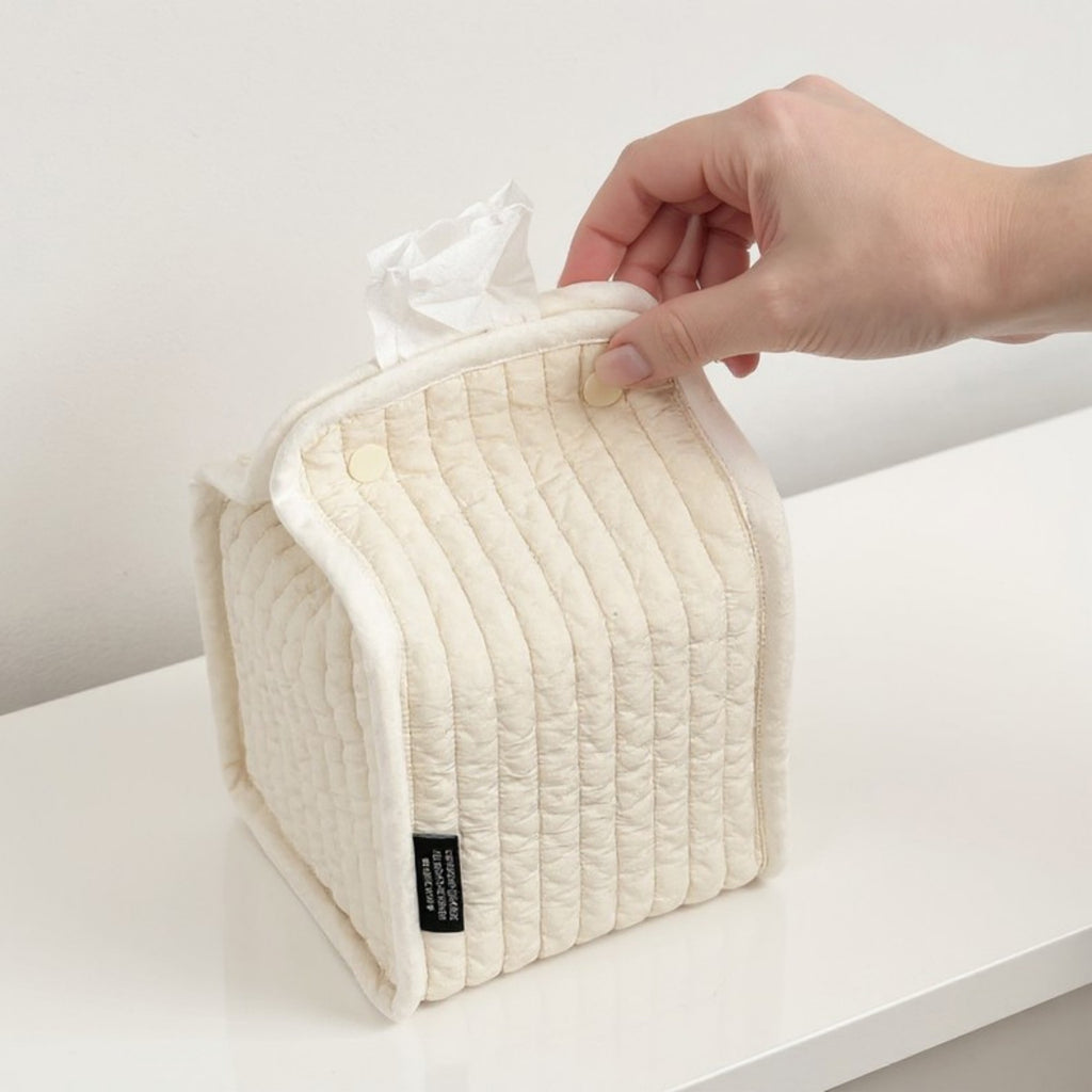 Anna-Kaci Quilted Tissue Dispenser Box Cover with Snap Closure 8.5x5.5in