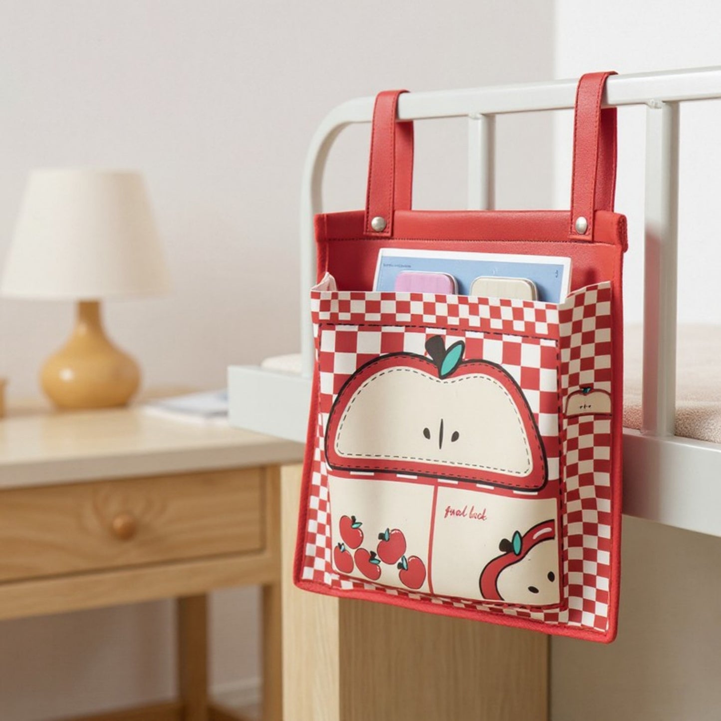 Anna-Kaci Hanging Storage Bag with Playful House Print and Snap-On Straps 15.5x12in