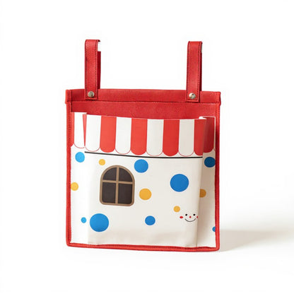 Anna-Kaci Hanging Storage Bag with Playful House Print and Snap-On Straps 15.5x12in