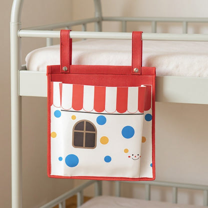 Anna-Kaci Hanging Storage Bag with Playful House Print and Snap-On Straps 15.5x12in