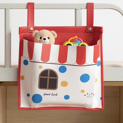 Anna-Kaci Hanging Storage Bag with Playful House Print and Snap-On Straps 15.5x12in