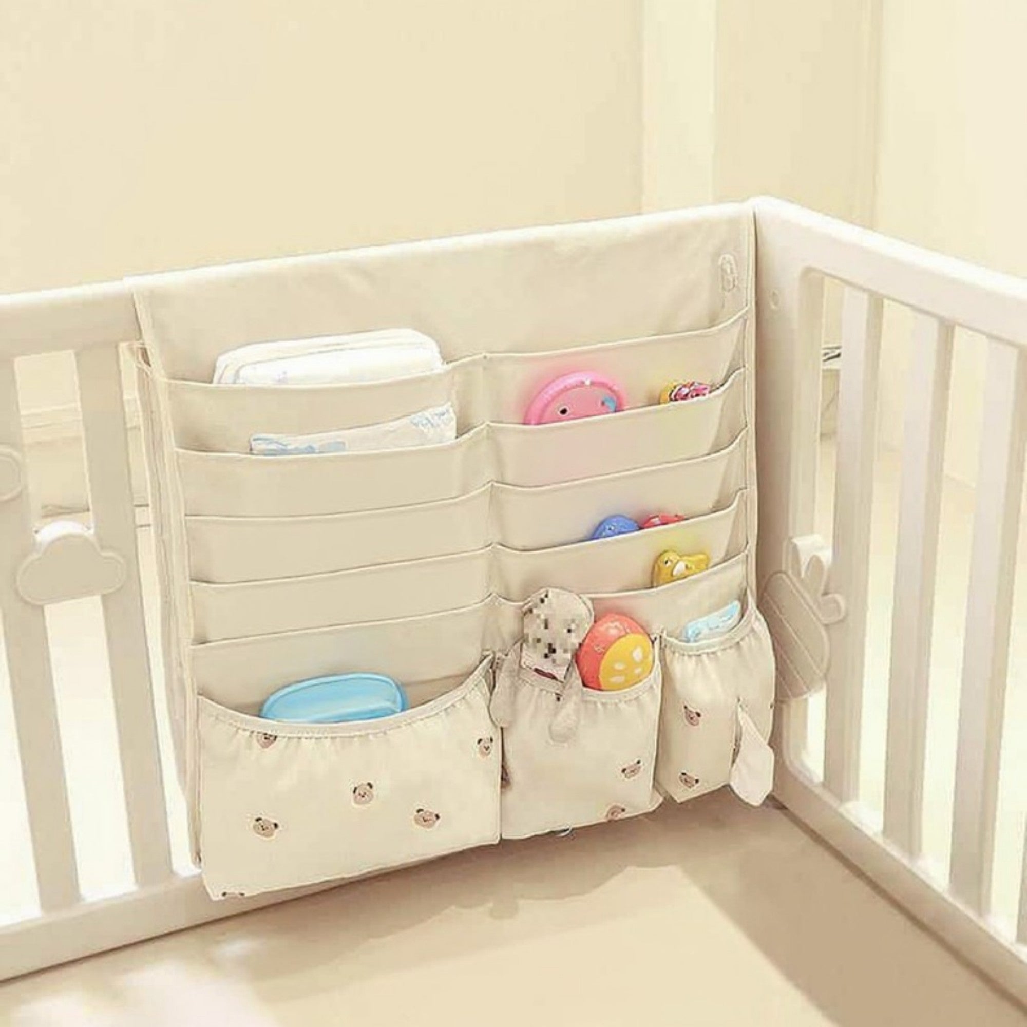 Anna-Kaci Hanging Organizer with Multi-Pocket Storage and Cute Pattern Accents 11x10in