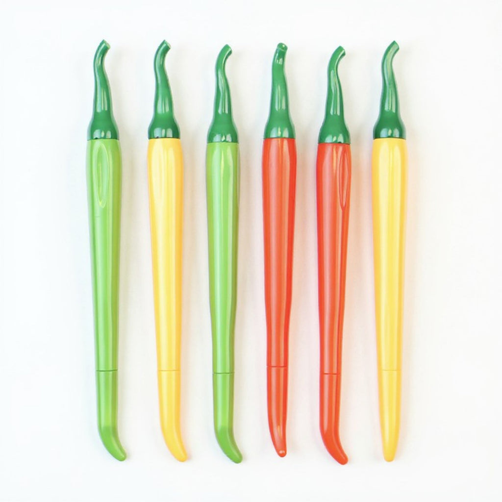 Anna-Kaci 6-Piece Chili Pepper Gel Ink Pen Set with Fun Vegetable Design and Smooth Writing 0.38mm/6.5in