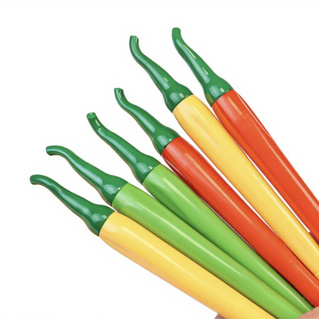 Anna-Kaci 6-Piece Chili Pepper Gel Ink Pen Set with Fun Vegetable Design and Smooth Writing 0.38mm/6.5in