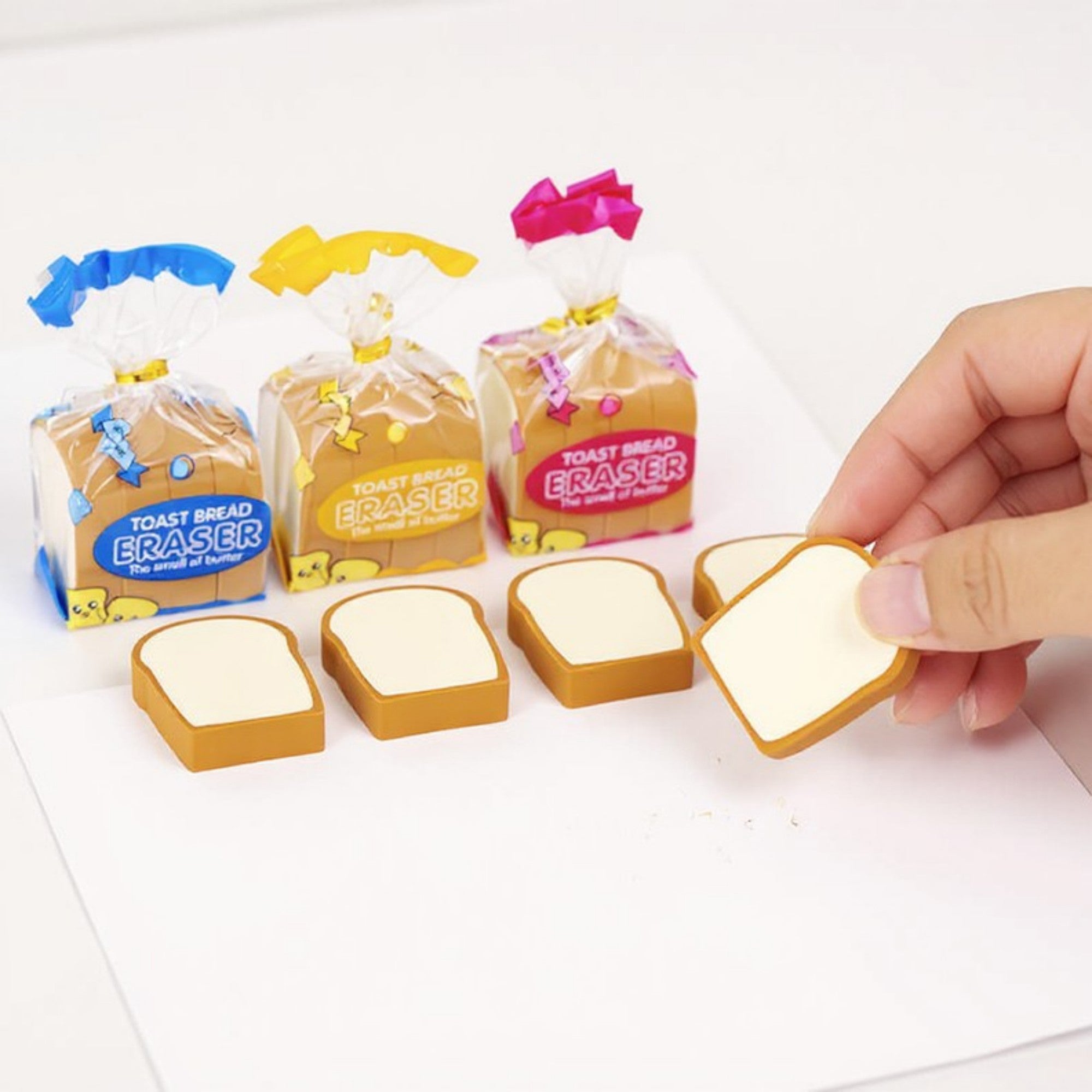 Anna-Kaci 4-Piece Toast Bread Eraser Set with Fun Novelty Packaging and Realistic Design 2.7x1.7x1.2in