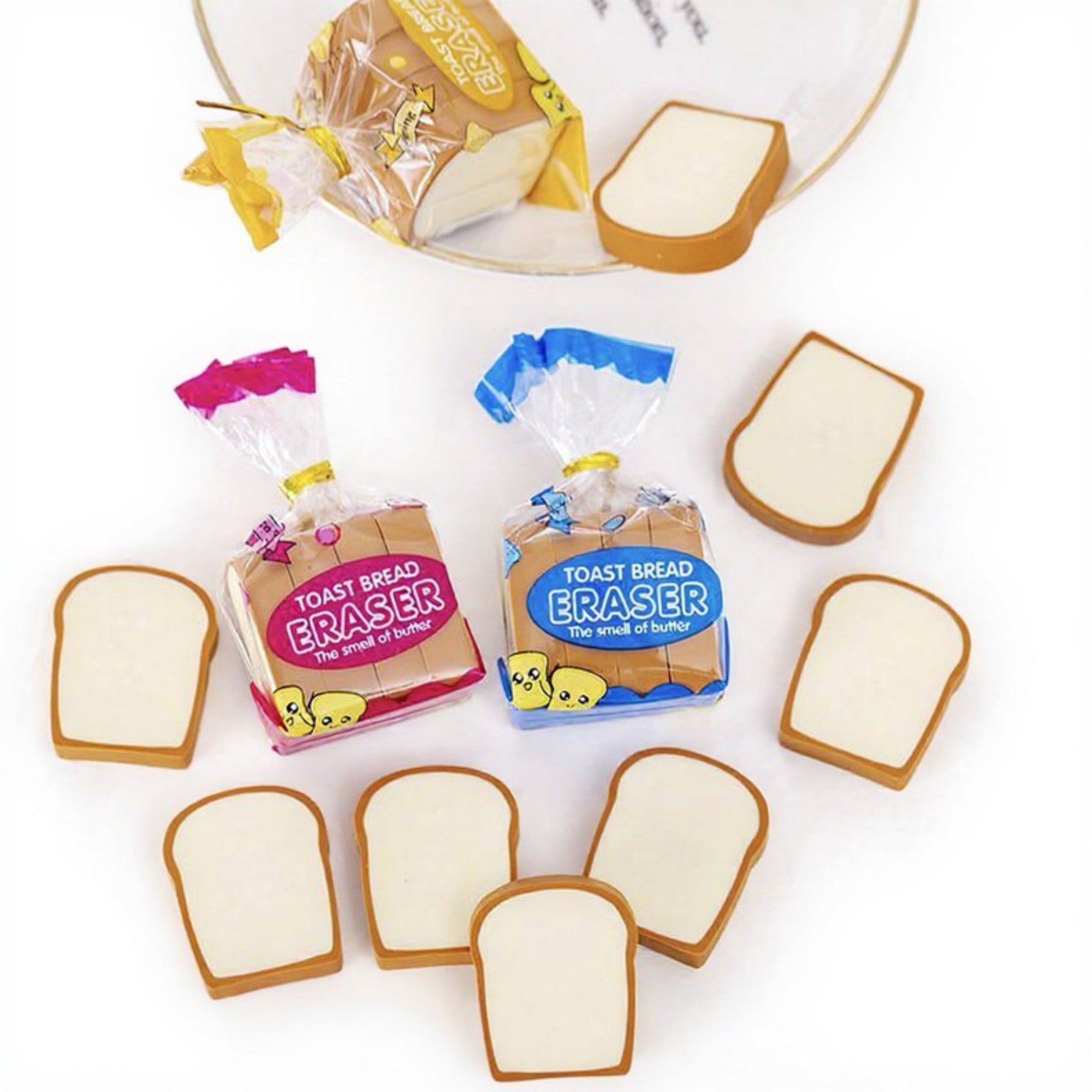 Anna-Kaci 4-Piece Toast Bread Eraser Set with Fun Novelty Packaging and Realistic Design 2.7x1.7x1.2in