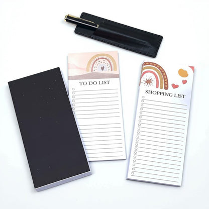 Anna-Kaci 4-Piece Boho Rainbow Notepad and Pen Set with Shopping List, Notes, and To-Do List Pads 1.2x3.3in