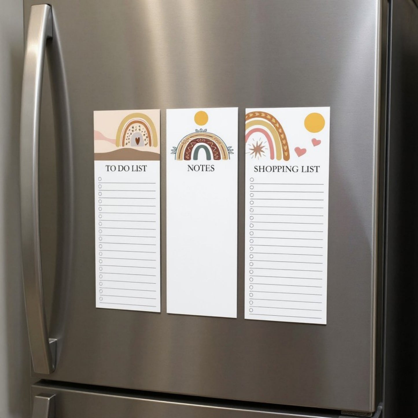 Anna-Kaci 4-Piece Boho Rainbow Notepad and Pen Set with Shopping List, Notes, and To-Do List Pads 1.2x3.3in