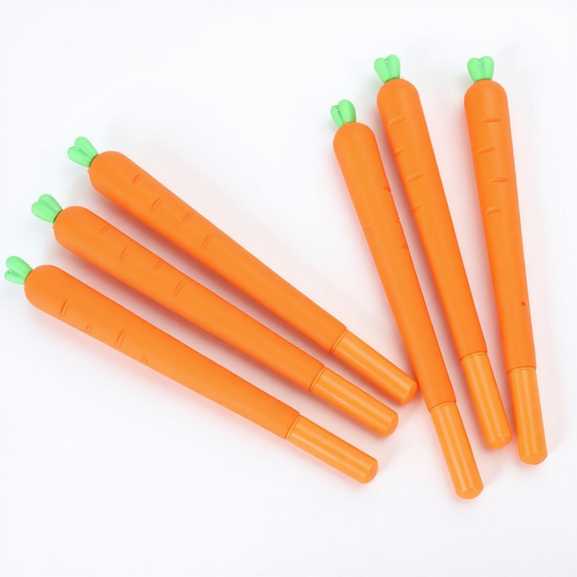 Anna-Kaci 6-Piece Carrot Shaped Gel Ink Pen Set with Fun Novelty Design 0.5mm/6