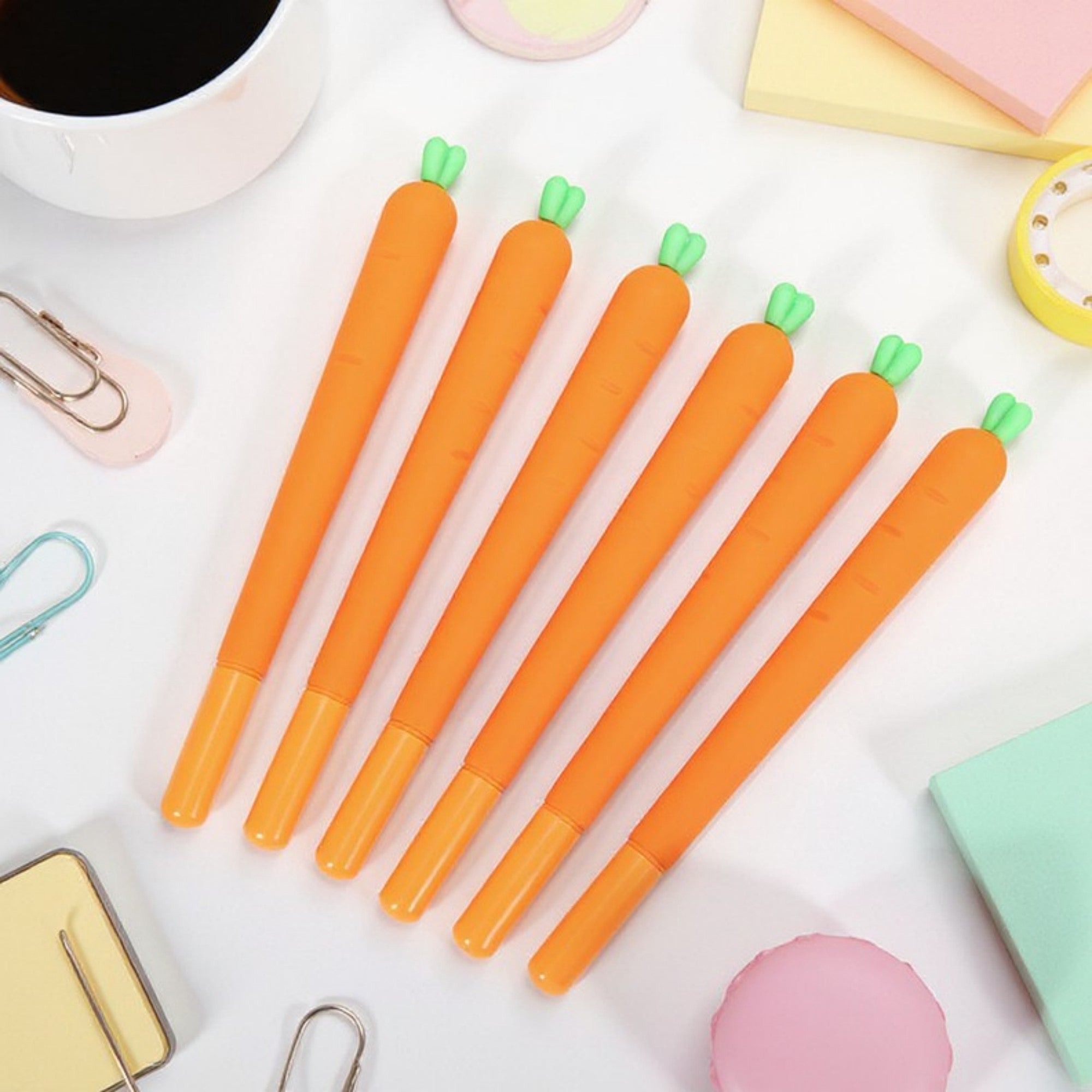 Anna-Kaci 6-Piece Carrot Shaped Gel Ink Pen Set with Fun Novelty Design 0.5mm/6