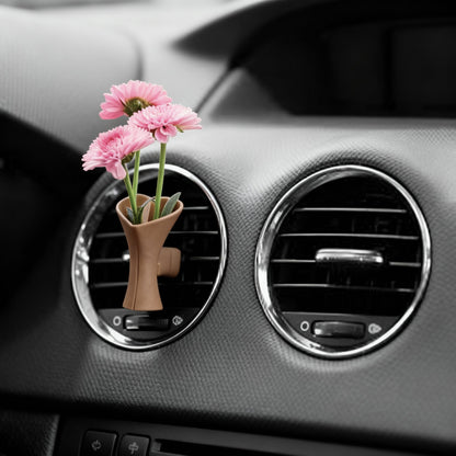 Anna-Kaci Mini Vase Car Air Vent Clip with Artificial Flowers Decorative Car Accessory