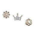 Anna-Kaci 3-Piece Rhinestone and Pearl Car Air Vent Clip Set Crown and Flower Designs 0.8in