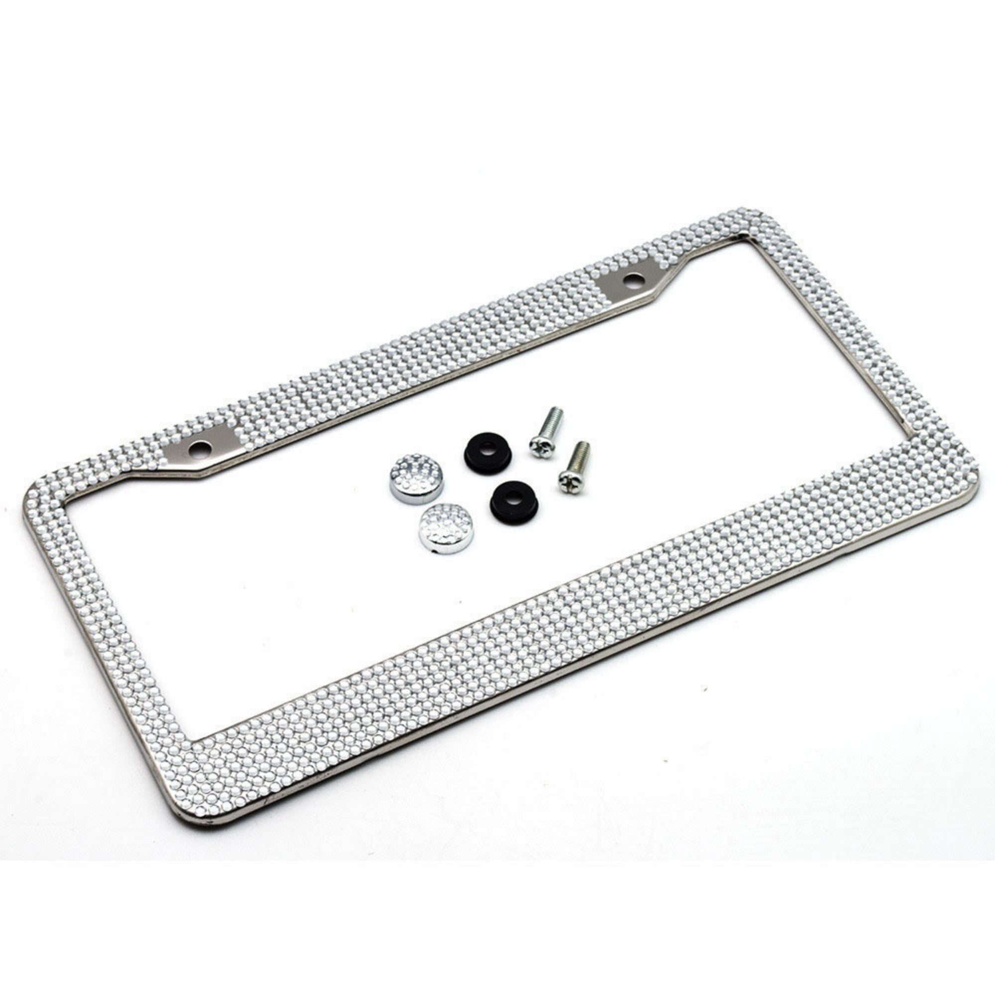 Anna-Kaci Rhinestone License Plate Frame Sparkling Crystal Metal Car Accessory 12x6.5in