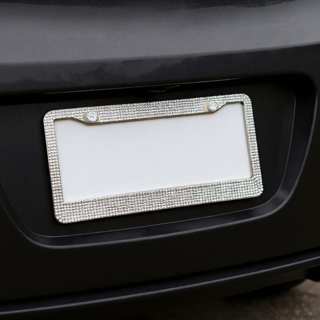 Anna-Kaci Rhinestone License Plate Frame Sparkling Crystal Metal Car Accessory 12x6.5in