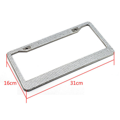 Anna-Kaci Rhinestone License Plate Frame Sparkling Crystal Metal Car Accessory 12x6.5in