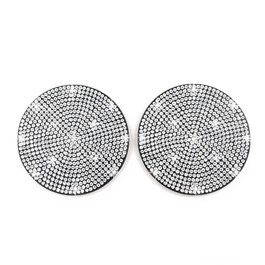 Anna-Kaci Rhinestone Car Cup Holder Coasters Anti-Slip Sparkling Crystal Set of 2