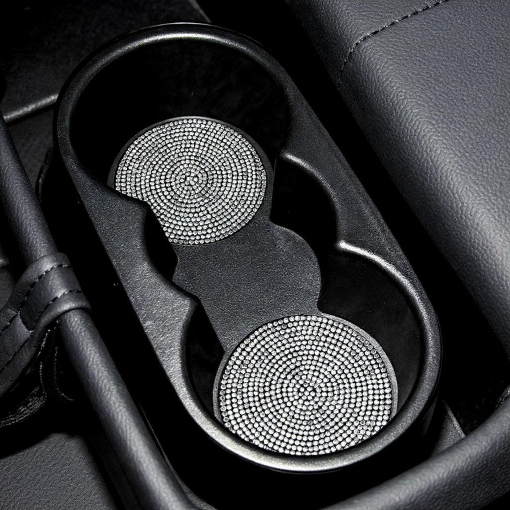 Anna-Kaci Rhinestone Car Cup Holder Coasters Anti-Slip Sparkling Crystal Set of 2