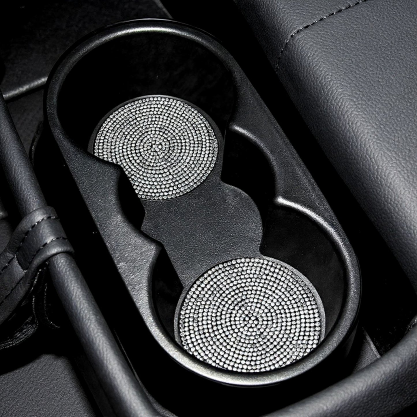 Anna-Kaci Rhinestone Car Cup Holder Coasters Anti-Slip Sparkling Crystal Set of 2