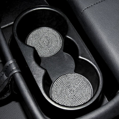 Anna-Kaci Rhinestone Car Cup Holder Coasters Anti-Slip Sparkling Crystal Set of 2