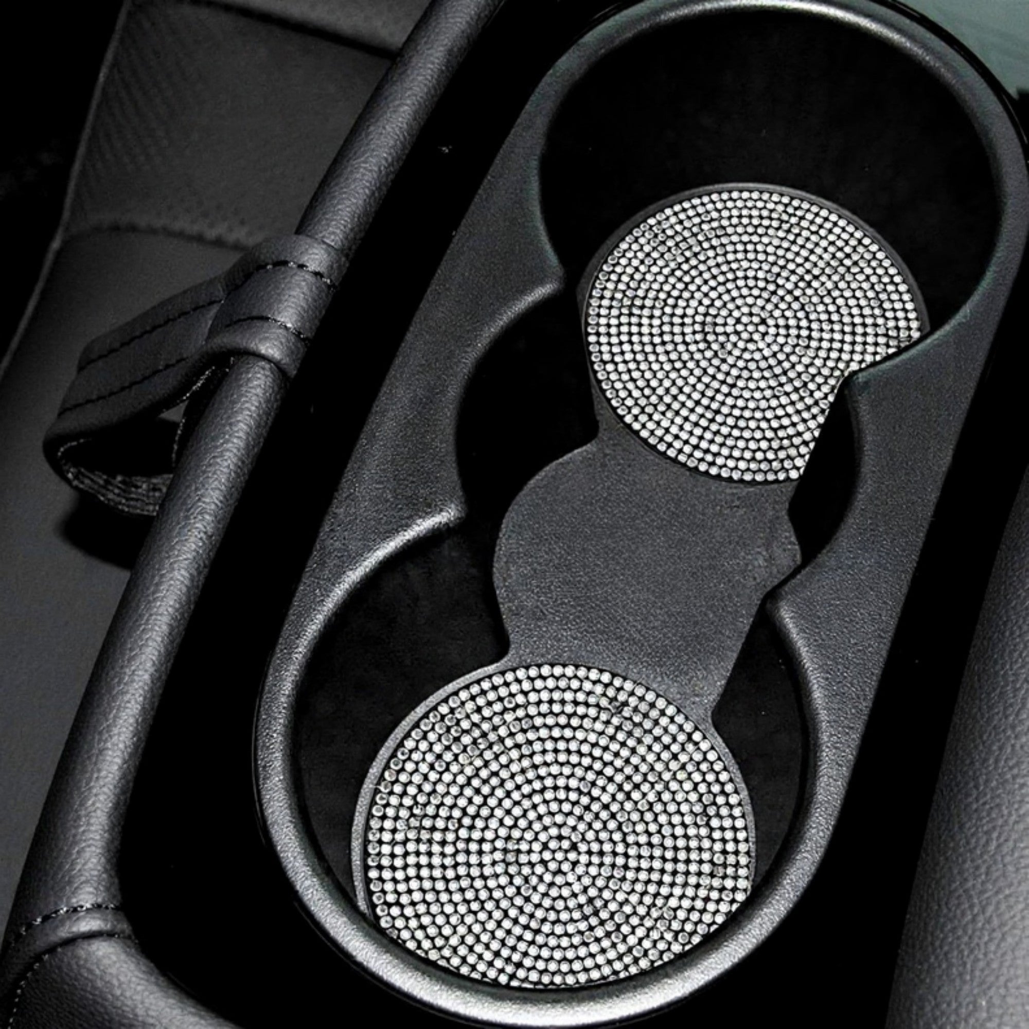 Anna-Kaci Rhinestone Car Cup Holder Coasters Anti-Slip Sparkling Crystal Set of 2