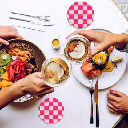 Anna-Kaci Checkered Car Cup Holder Coasters Anti-Slip Absorbent Mats Set of 2