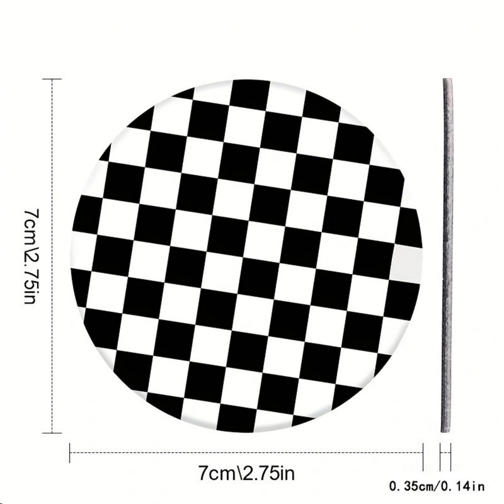Anna-Kaci Checkered Car Cup Holder Coasters Anti-Slip Absorbent Mats Set of 2