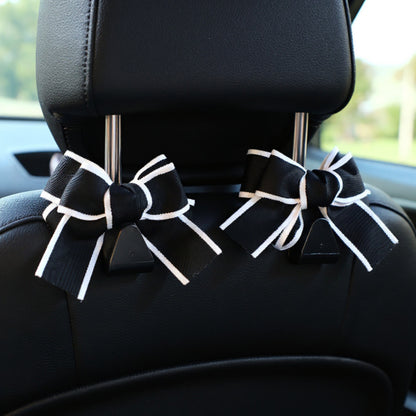 Anna-Kaci Decorative Ribbon Bow Car Headrest Hooks 2-Piece Set for Handbags and Accessories