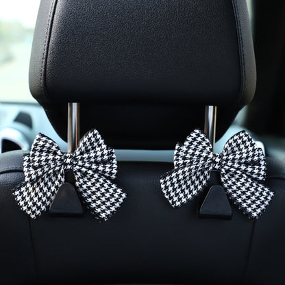 Anna-Kaci Decorative Ribbon Bow Car Headrest Hooks 2-Piece Set for Handbags and Accessories