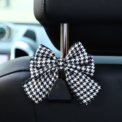 Anna-Kaci Decorative Ribbon Bow Car Headrest Hooks 2-Piece Set for Handbags and Accessories