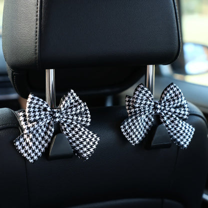 Anna-Kaci Decorative Ribbon Bow Car Headrest Hooks 2-Piece Set for Handbags and Accessories