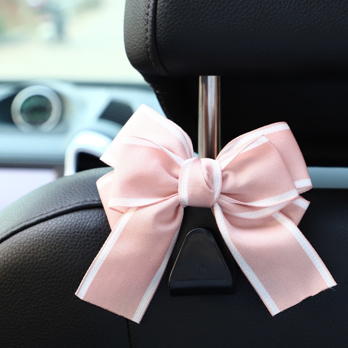 Anna-Kaci Decorative Ribbon Bow Car Headrest Hooks 2-Piece Set for Handbags and Accessories