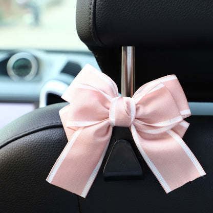 Anna-Kaci Decorative Ribbon Bow Car Headrest Hooks 2-Piece Set for Handbags and Accessories