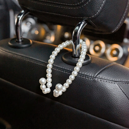 Anna-Kaci Pearl Beaded Car Headrest Hook Set Hanger for Handbags and Accessories