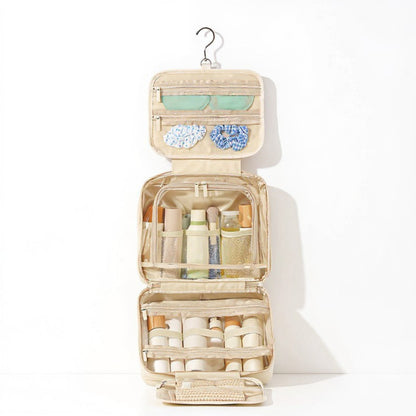 Anna-Kaci Hanging Toiletry Bag with Large Capacity and Transparent Mesh Compartments 12x8.5x4.5in