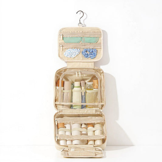 Anna-Kaci Hanging Toiletry Bag with Large Capacity and Transparent Mesh Compartments 12x8.5x4.5in