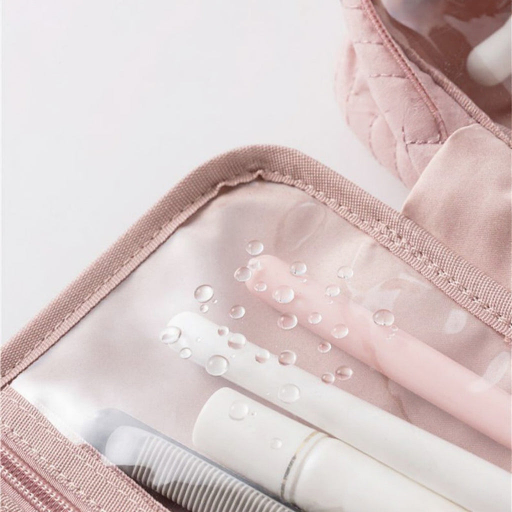 Anna-Kaci Hanging Toiletry Bag with Multiple Transparent Compartments and Travel Hook