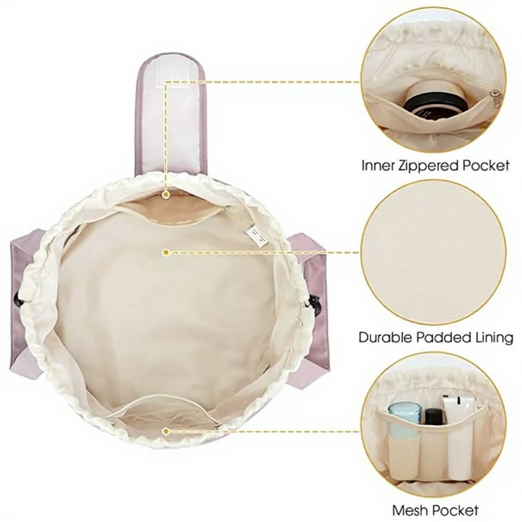 Anna-Kaci Drawstring Toiletry Bag with Water-Resistant Fabric and Dual Handle Design
