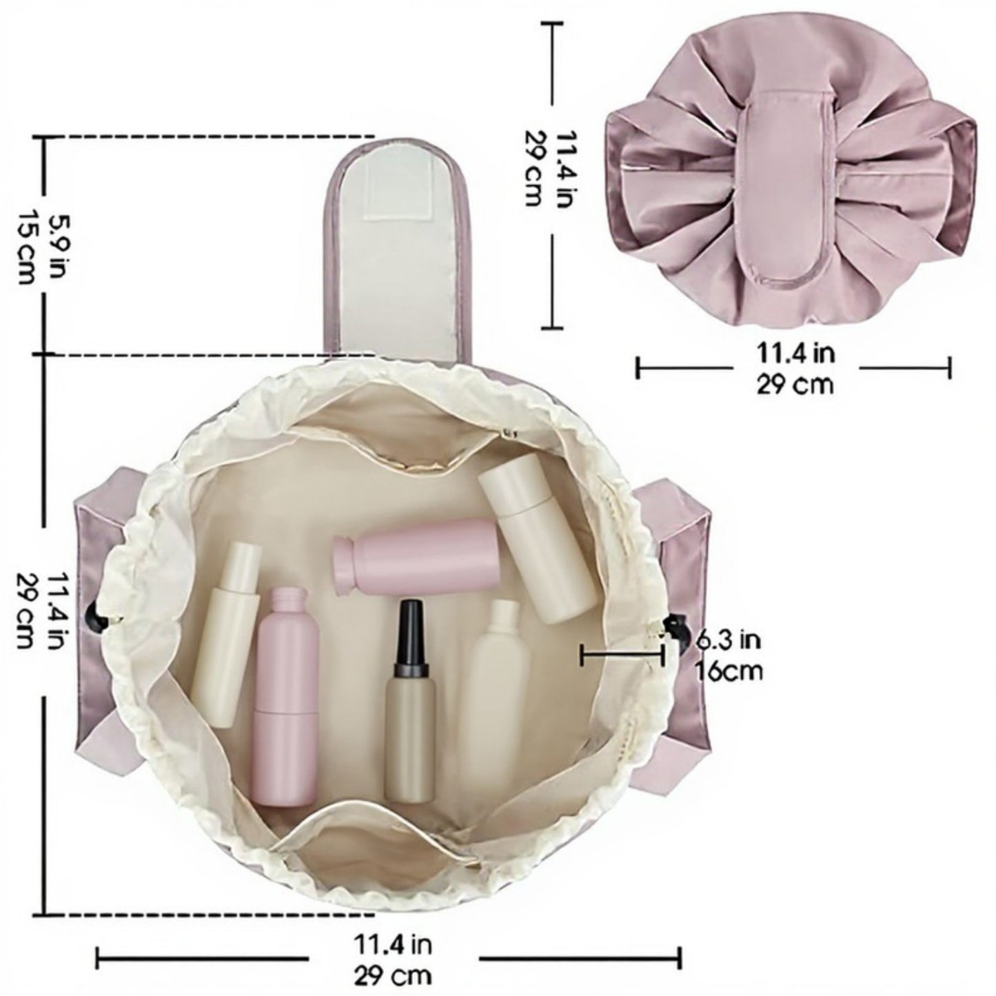 Anna-Kaci Drawstring Toiletry Bag with Water-Resistant Fabric and Dual Handle Design