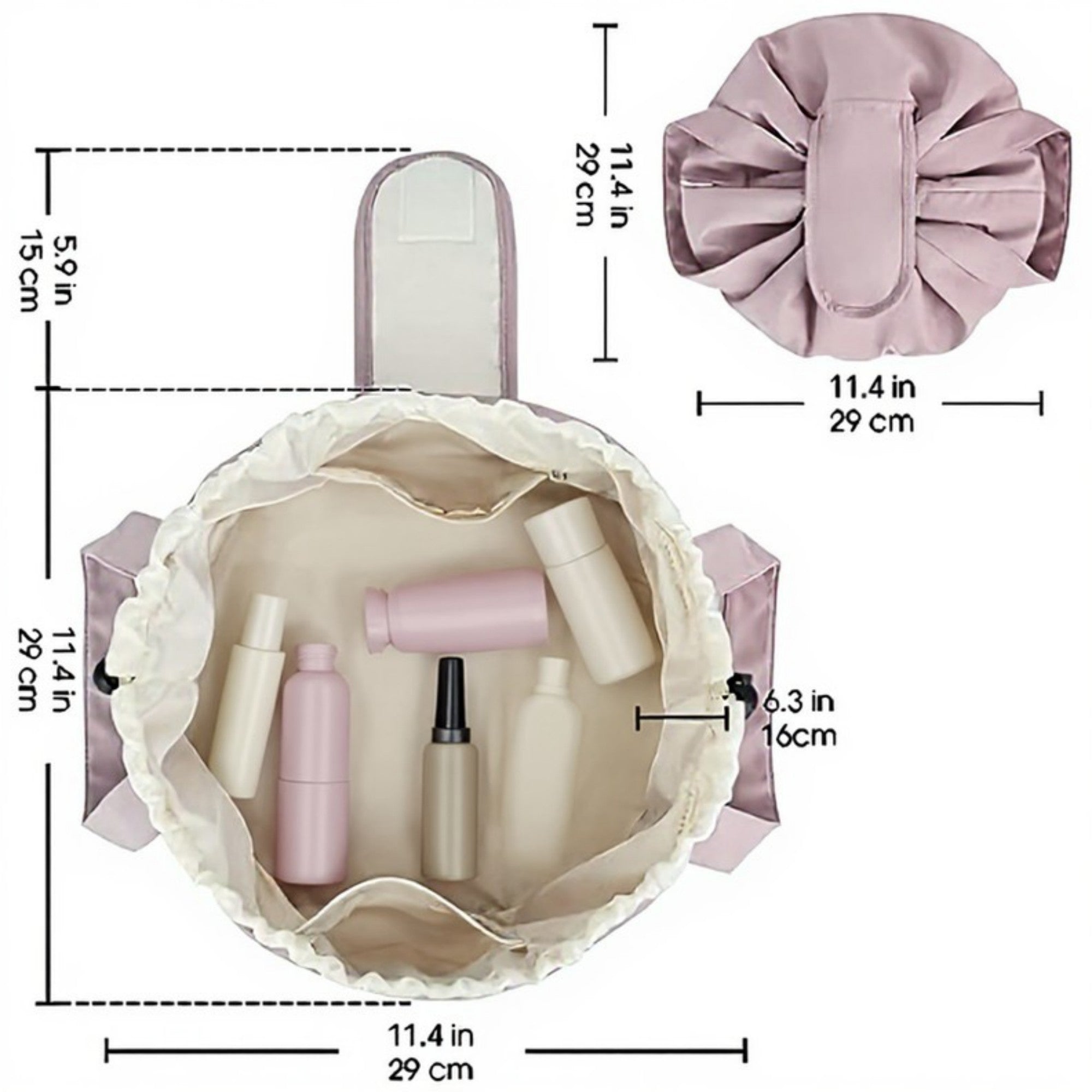 Anna-Kaci Drawstring Toiletry Bag with Water-Resistant Fabric and Dual Handle Design