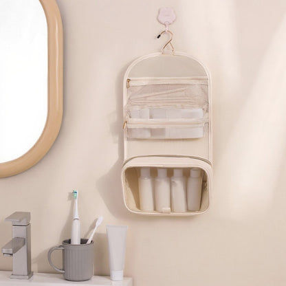 Anna-Kaci Hanging Toiletry Bag with Multi-Pocket Organizer and Foldable Carry Handle