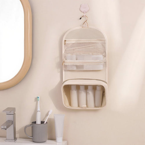 Anna-Kaci Hanging Toiletry Bag with Multi-Pocket Organizer and Foldable Carry Handle