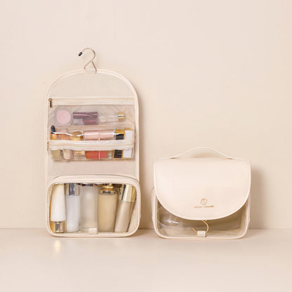 Anna-Kaci Hanging Toiletry Bag with Multi-Pocket Organizer and Foldable Carry Handle