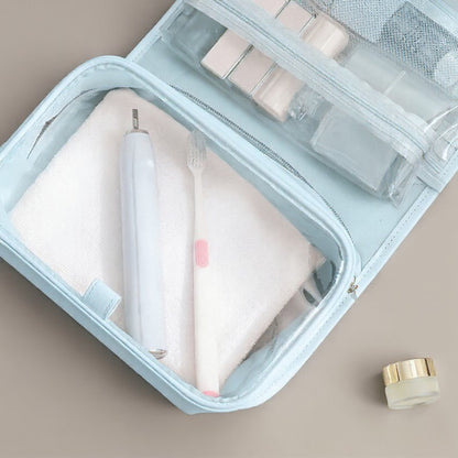 Anna-Kaci Hanging Toiletry Bag with Multi-Pocket Organizer and Foldable Carry Handle