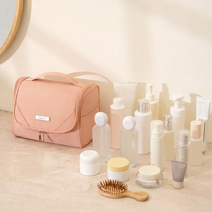 Anna-Kaci Hanging Toiletry Bag with Large Mesh Compartments and Built-In Hook Organizer