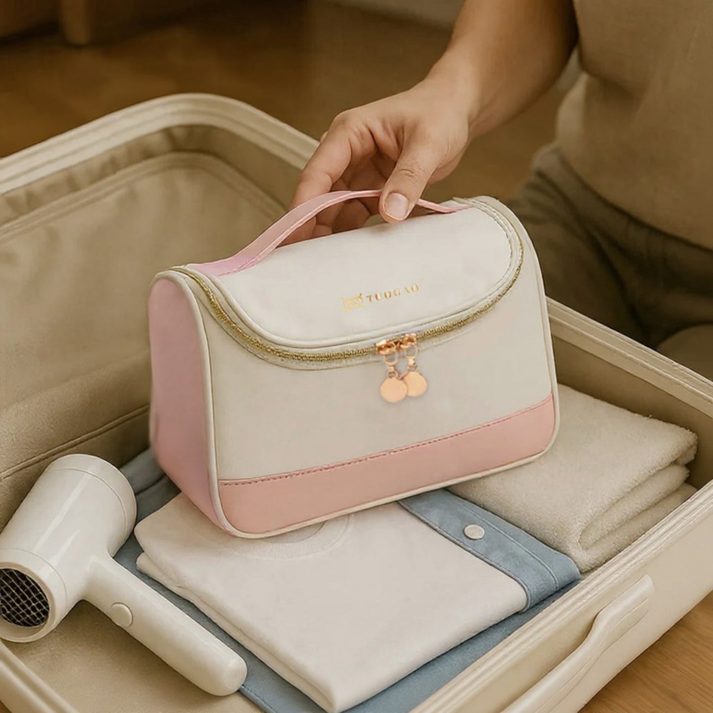 Anna-Kaci Hanging Travel Toiletry Bag with Mesh Pocket and Spacious Compartment Organizer